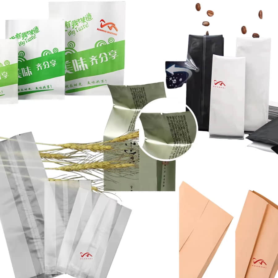 Máquina para fabricar bolsas con sellado central para laminación de bolsas alimentos y café MJ-350-B Máquina para fabricar bolsas con sellado central para laminación de bolsas alimentos y café MJ-350-B