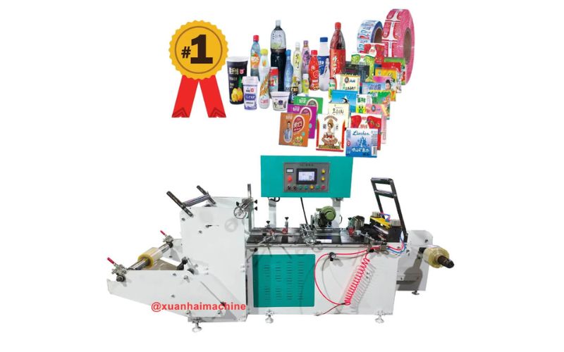 Máquina de costura de etiquetas adhesivas para películas retráctiles de PVC y PET
