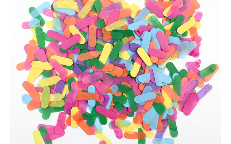 Máquina troqueladora de confeti de papel y película con formas personalizadas